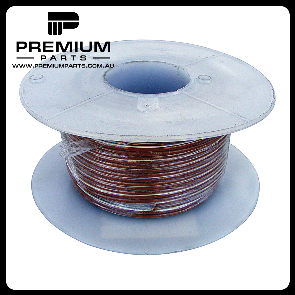 Brown Cable/White Trace - 4mm, 22A, Roll of 30m