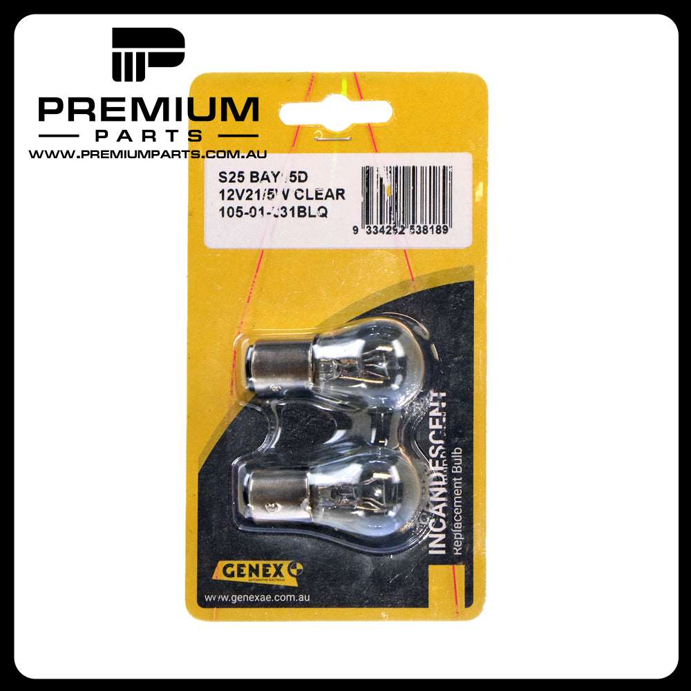Bayonet Bulbs BAT15D suits Generic 12V 21/5W BLISTER PACK 2