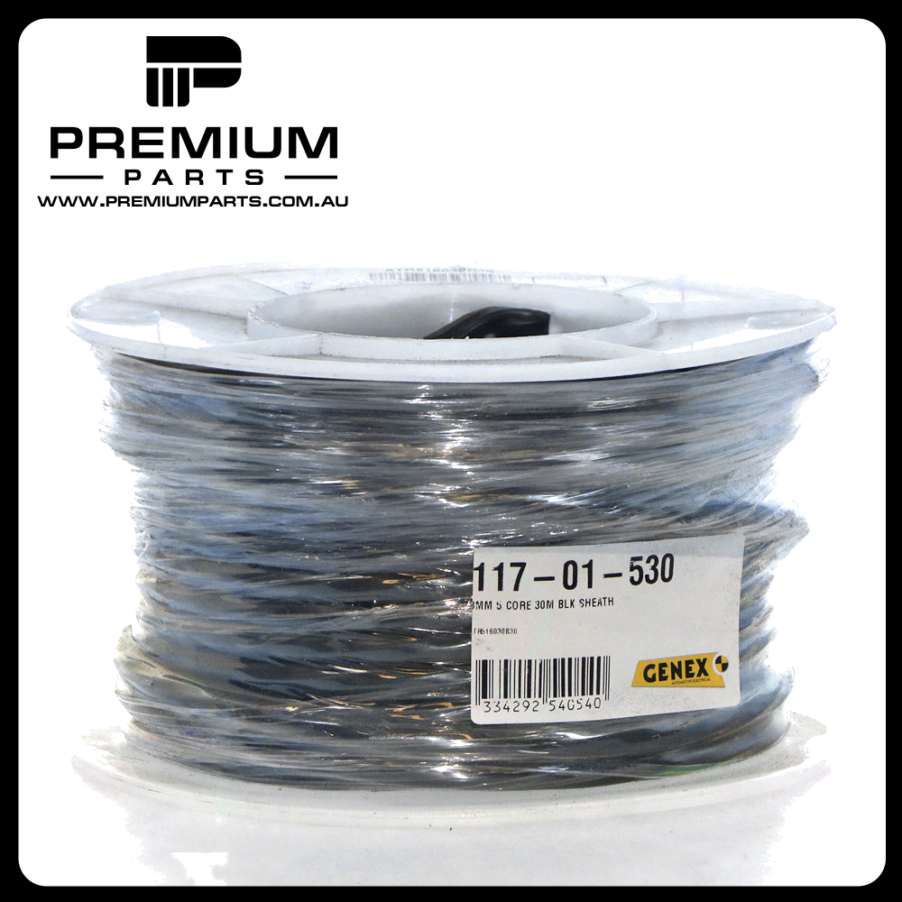 5 Core Cable (Yellow, Red, White, Brown, Green) - 3mm, 11A, Roll of 30m