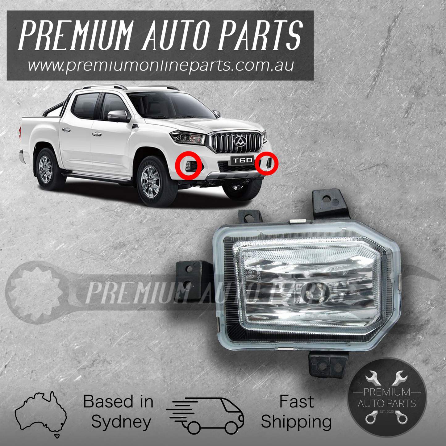 Driving Fog Lamp / Spot Light Front RIGHT RH suits LDV T60 Pro Luxe 2017 - 2022