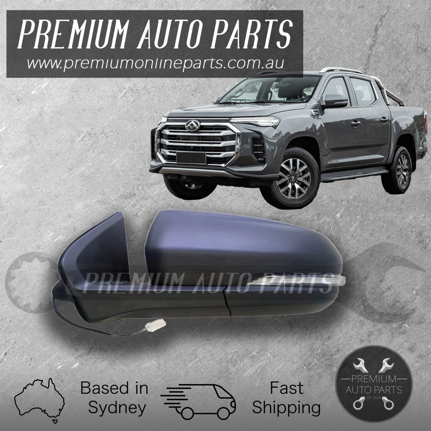 Door Mirror Assembly LEFT LH suit LDV T60 PRO LUXE Megatub 2022-On (5 Pin Plug)