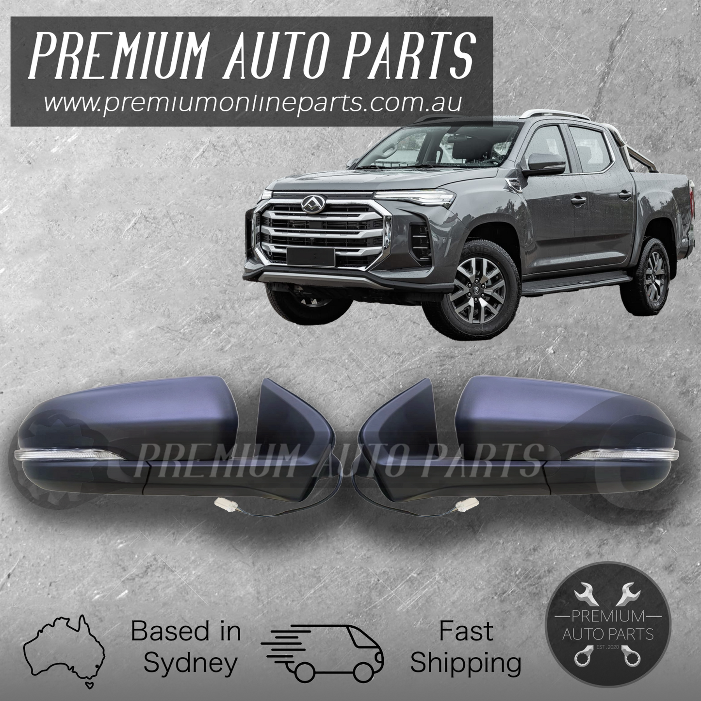 Door Mirror Assembly PAIR suits LDV T60 PRO LUXE Megatub 2022-On (5 Pin Plug)