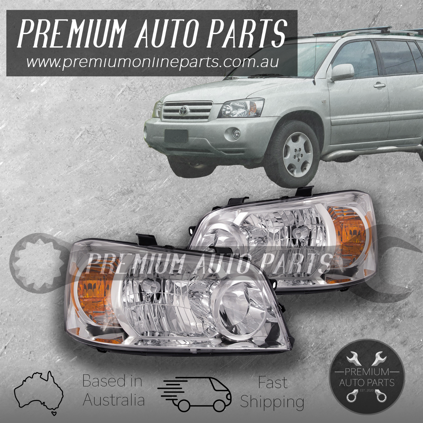 Head Lamp Light Front PAIR LEFT RIGHT LH + RH suit Toyota Kluger MCU28 2003-2007