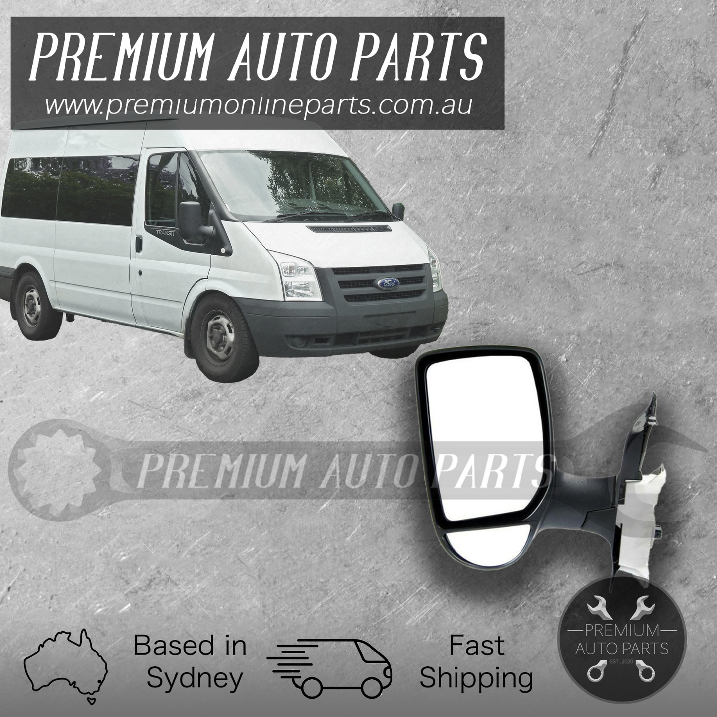 Side Door Mirror LEFT LH Suits Ford Transit VH VJ VM 00-13 Electric (Short Arm)