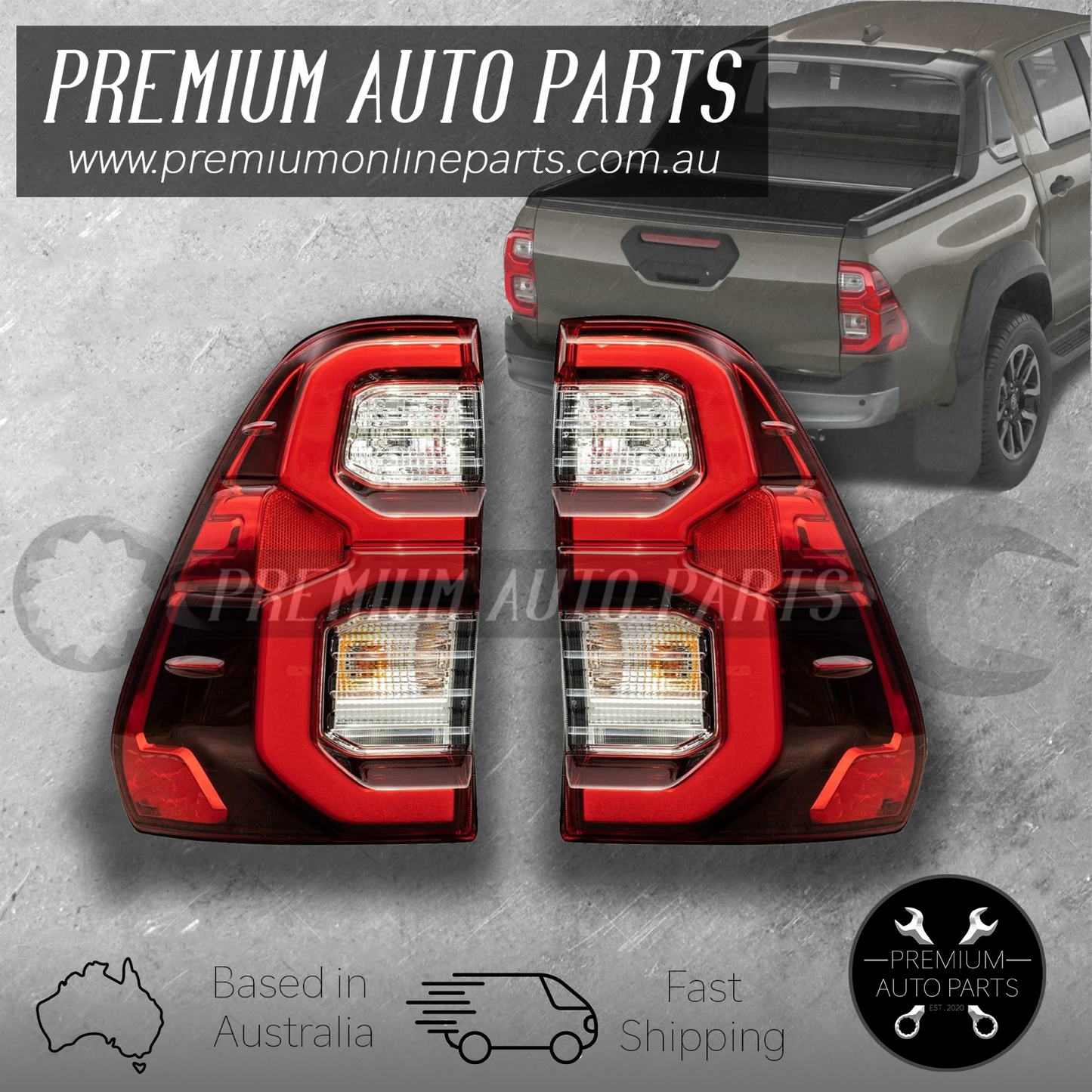 Tail Lamp Light PAIR suit Toyota Hilux N80 2020-On LED SR SR5 ROGUE GUN126 GUN136