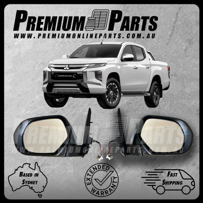 Chrome Door Mirror PAIR suit Mitsubishi Triton MR 2018-On (5 Pin Plug) W/Blinker