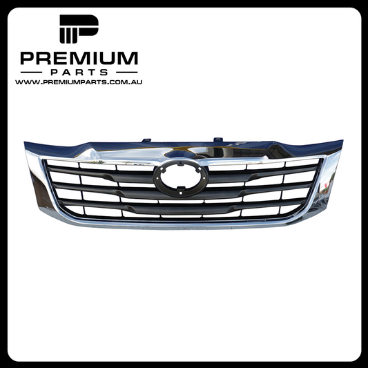 Black w/Chrome Surround Grille Aftermarket suits Toyota Hilux SR 7/2011 to 4/2015