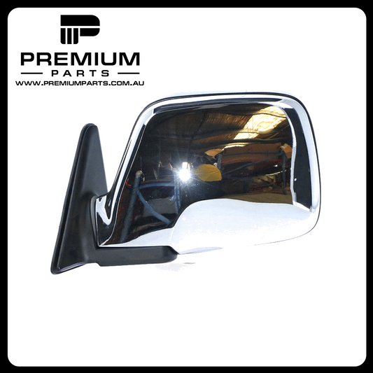 Chrome Door Mirror Electric Adjust Left Side Aftermarket Suits Toyota Landcruiser FZJ80R/HDJ80R/HZJ80R 1990 to 1998