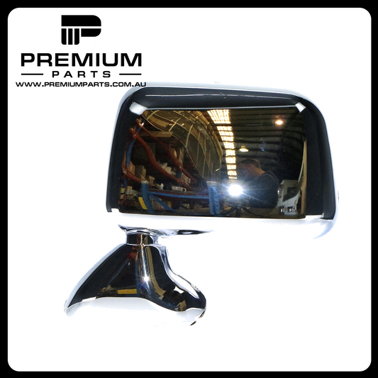 Chrome Door Mirror Door Mount Left Side Aftermarket Suits Toyota Hilux 80 Series 1988 to 1997