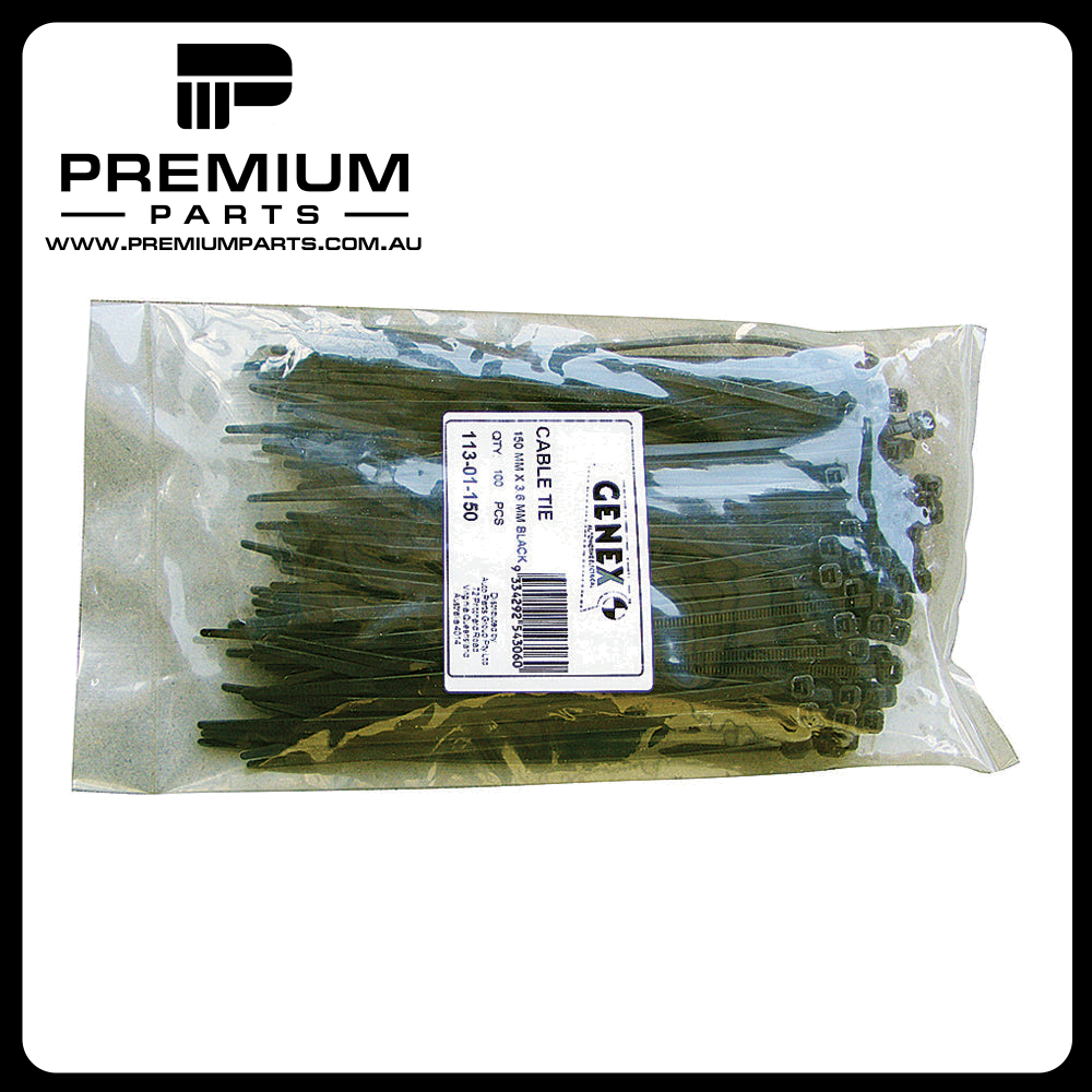 Cable Ties (Black) 3.6mm x 150mm - Pack of 100