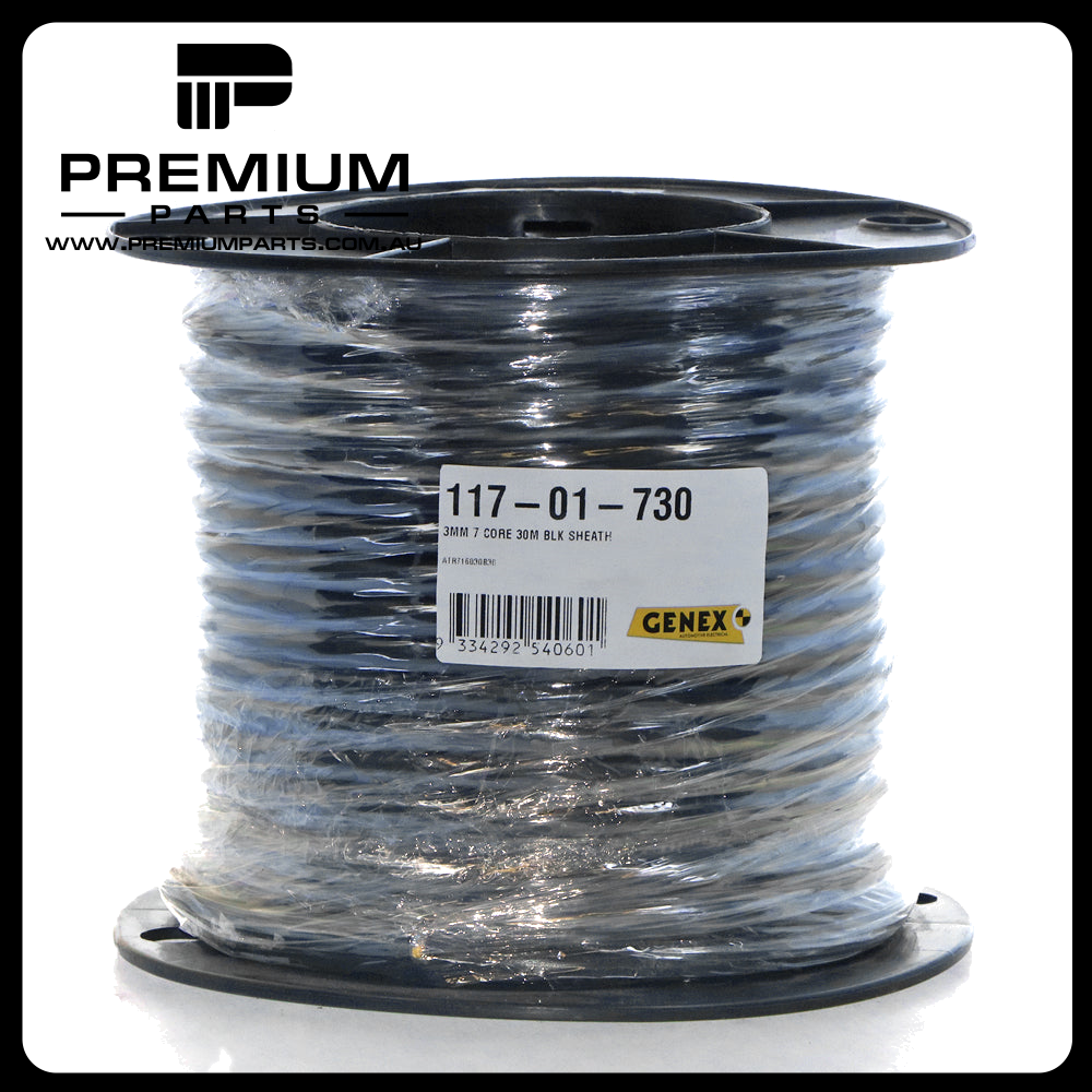 7 Core Cable (Yellow, Red, White, Brown, Blue, Black, Green) - 3mm, 10A, Roll of 30m