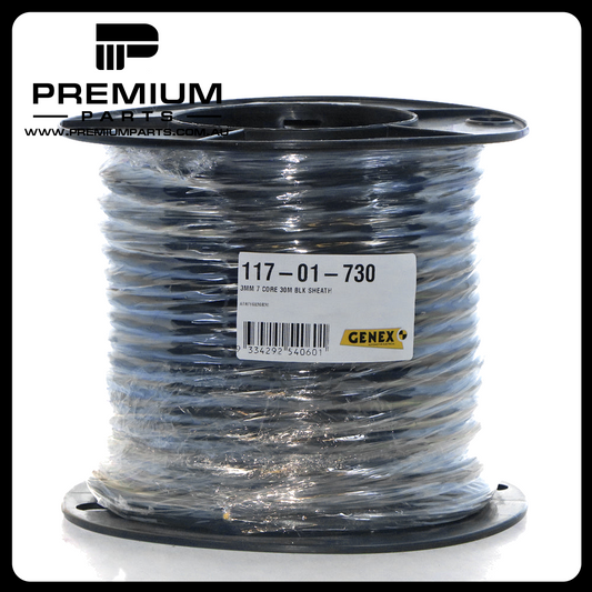 7 Core Cable (Yellow, Red, White, Brown, Blue, Black, Green) - 3mm, 10A, Roll of 30m