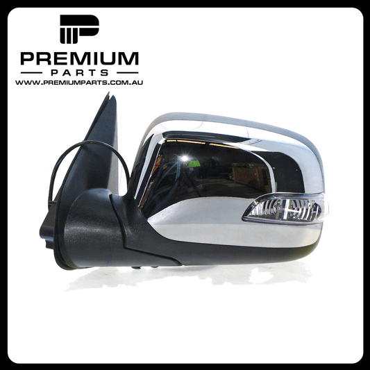 Chrome Door Mirror Electric Adjust with Indicator Left Side Aftermarket suits Holden Colorado & Rodeo