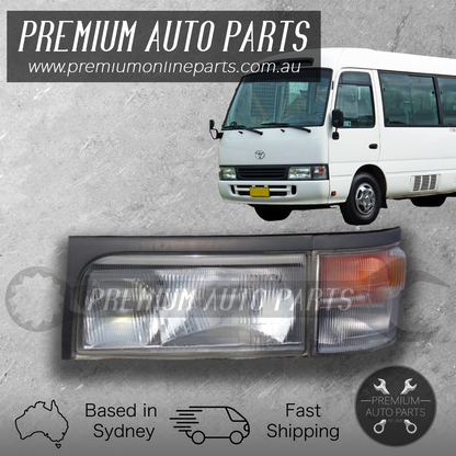 Head Lamp + Corner Light Front LEFT LH suits Toyota Coaster Bus BB 1993 - 2006