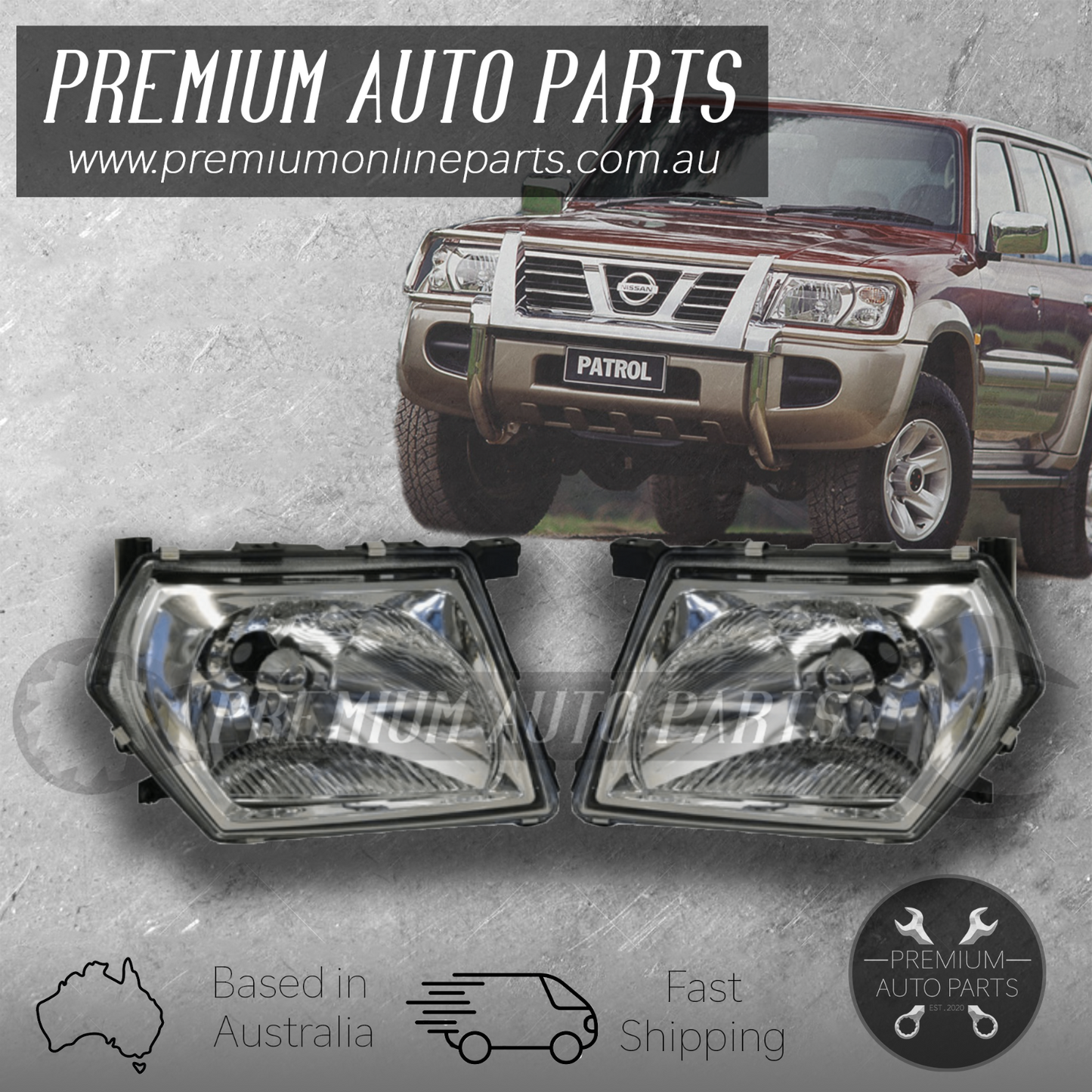 Head Lamp Light Front PAIR suit Nissan Patrol Y61 GU Series 2 + 3 Wagon 01-04