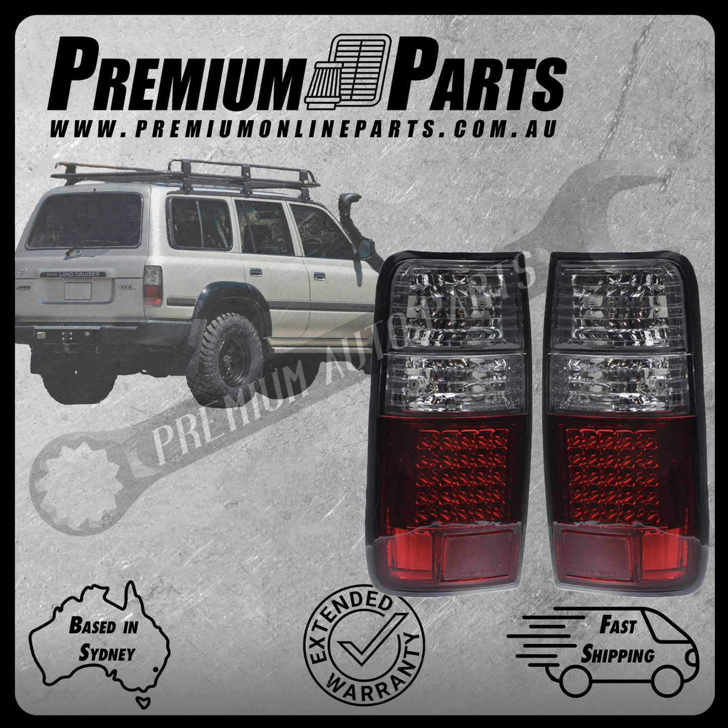 LED Tail Lamp Pair suits Toyota Landcruiser FZJ80R/HDJ80R/HZJ80R 1990-1998