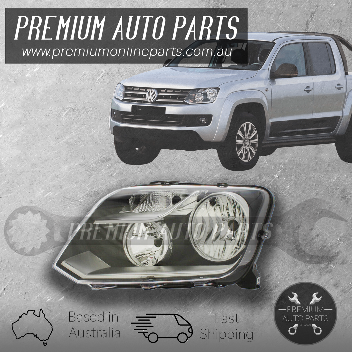 Head Lamp Light Front LEFT LH suit VW Volkswagen Amarok 2H Ute 10-22 (Halogen)